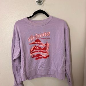 Simons Purple Graphic Crewneck in Purple Arizona Cactus Theme Size Small